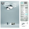 Plafoniera led 36w 4 cerchi argento nero lampada da soffitto design moderno luce per camera soggiorno cucina