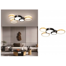 Plafoniera led 48w 5 cerchi oro nero lampada da soffitto design moderno luce per camera soggiorno cucina