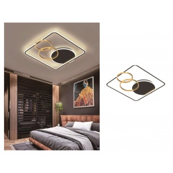 Plafoniera led 55w quadrato con cerchi nero oro lampada da soffitto design moderno luce per camera soggiorno cucina
