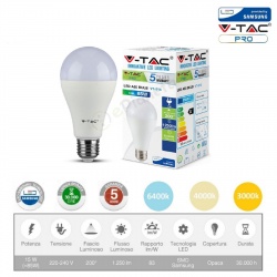 V-TAC PRO Lampadina led bulbo 15w A66 attacco grande E27 copertura opaca luce fredda naturale calda