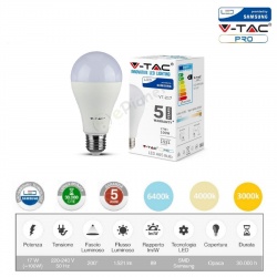 V-TAC PRO Lampadina led bulbo 17w A66 attacco grande E27 copertura opaca luce fredda naturale calda