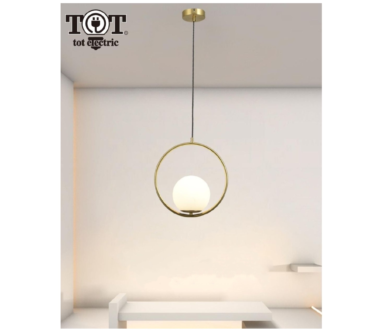 Lampadario sospensione cerchio sfera E27 oro argento pendente moderno led minimal