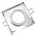 Portafaretto Quadrato in Vetro Argento Specchio fisso da incasso cartongesso per lampadine GU10 MR16