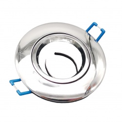 Portafaretto Tondo Argento lucido Orientabile da incasso cartongesso per lampadine led GU10 MR16