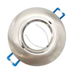 Portafaretto Tondo Acciaio Nickel Orientabile da incasso cartongesso per lampadine led GU10 MR16