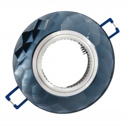 Portafaretto Tondo in Vetro Nero fumé diamante fisso da incasso cartongesso per lampadine GU10
