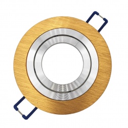 Portafaretto Tondo Oro satinato Orientabile da incasso cartongesso per lampadine led GU10 con ghiera svitabile