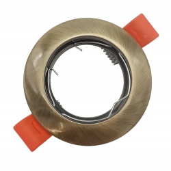 Portafaretto Tondo Bronzo Ottone spazzolato fisso da incasso cartongesso per lampadine GU10 MR16