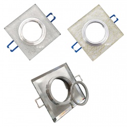 Portafaretto Quadrato in Vetro Argento Oro Specchio fisso da incasso cartongesso per lampadine GU10