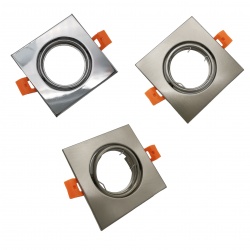Portafaretto Quadrato Argento lucido spazzolato Orientabile da incasso cartongesso per lampadine led GU10