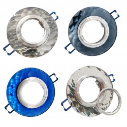 Portafaretto Tondo in Vetro taglio Diamante fisso da incasso cartongesso per lampadine GU10
