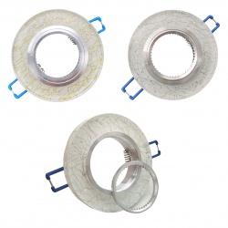 Portafaretto Tondo in Vetro Argento Oro Fisso da incasso cartongesso per lampadine GU10 MR16