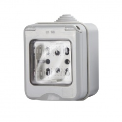 Presa universale idrobox 2 bipasso + schuko da esterno parete presa corrente in scatola stagna