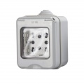 Presa universale idrobox 2 bipasso + schuko da esterno parete presa corrente in scatola stagna
