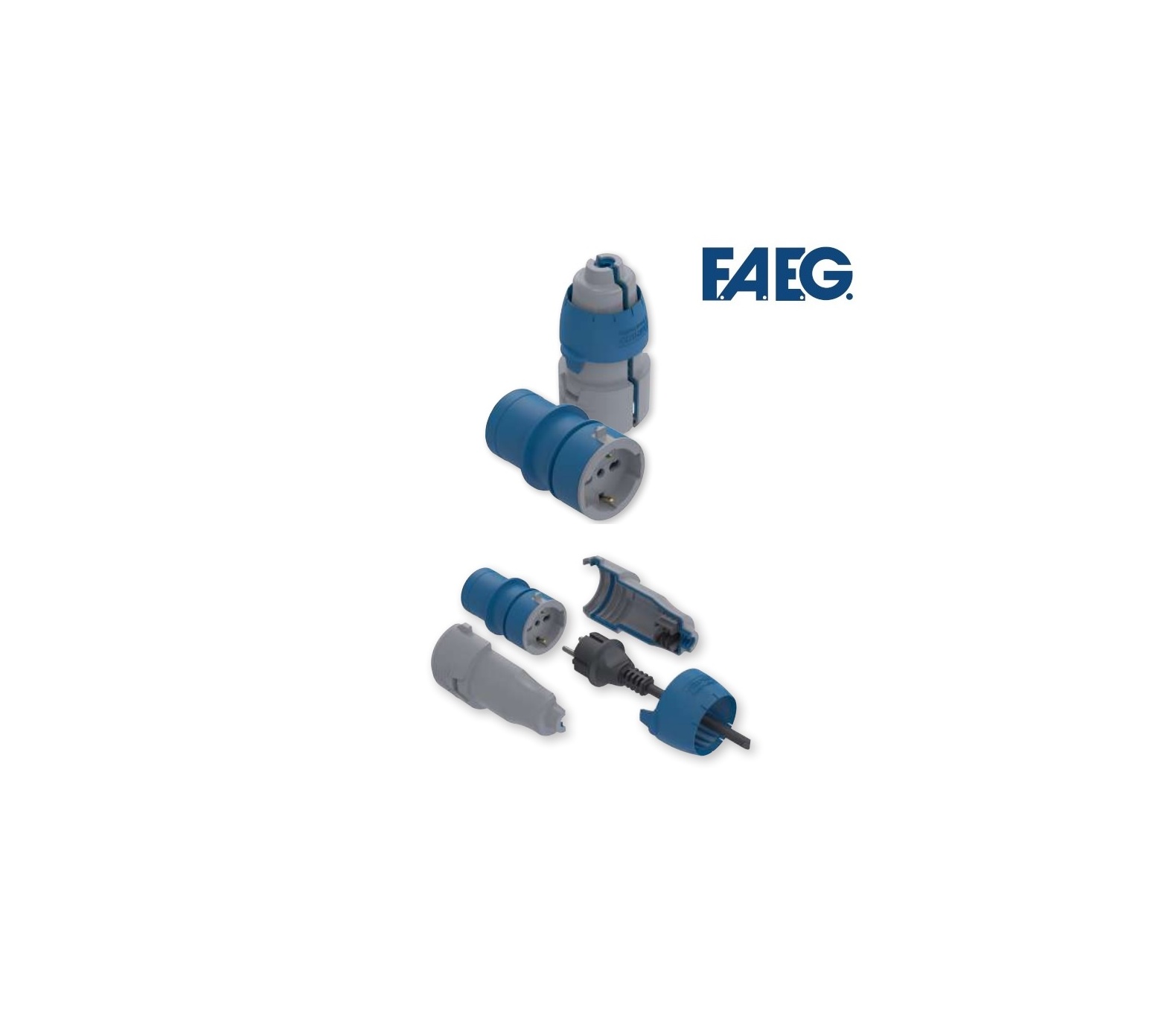Adattatore da bipasso schuko a spina IP44 CEE industriale 250V 2P+T impermeabile per esterno cantieri