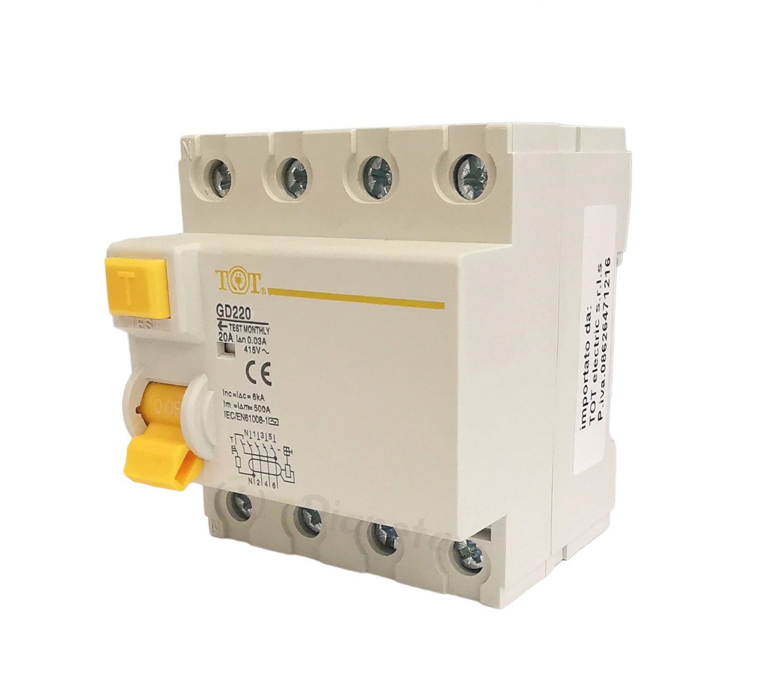 Magnetotermico differenziale salvavita trifase+neutro 4 moduli din da 10 a 63A per quadro elettrico