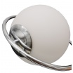 Lampadario a sospensione cerchio argento metallo con sfera in vetro bianco attacco E27 design moderno minimal