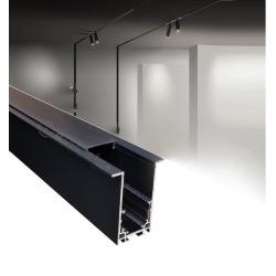 Binario magnetico nero 2m 48V da incasso parete soffitto per faretti led con copertura