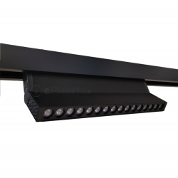 Faretto proiettore lineare led 24W nero magnetico rettangolare per binario monofase 48V direzionabile luce calda naturale bianca