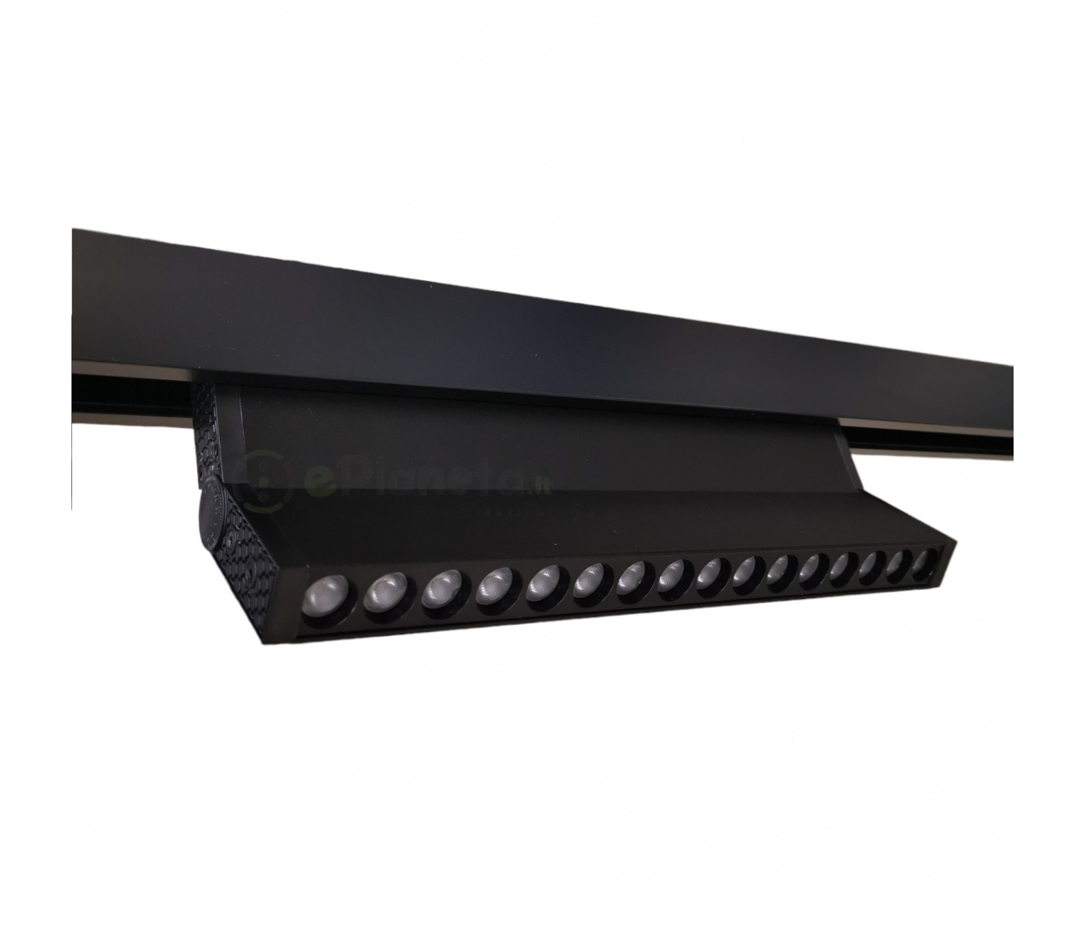 Faretto proiettore lineare led 24W nero magnetico rettangolare per binario monofase 48V direzionabile luce calda naturale bianca