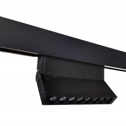 Faretto proiettore lineare led 10W nero magnetico rettangolare per binario monofase 48V direzionabile luce calda naturale bianca