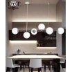 Lampadario a sospensione oro argento con 6 sfere bolle bianche in vetro attacco led G9