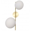 Applique da parete metallo oro con 2 sfere in vetro bianco attacco G9 lampada design moderno minimal