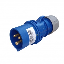 Spina industriale volante 230V CEE 6H 2P + T 16A IP44 per esterno impermeabile blu