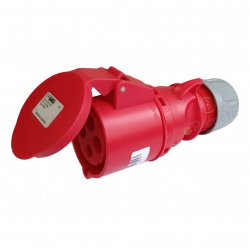 Presa industriale volante 400V CEE 6H 3P + T 32A IP44 per esterno impermeabile rosso