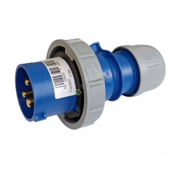 Spina industriale volante 230V CEE 6H 2P + T 16A IP67 per esterno impermeabile blu