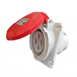Presa industriale CEE 3P + T 16A 400V IP44 da incasso inclinato 10° impermeabile esterno rosso