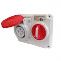Presa CEE industriale interbloccato 3P + T 16A 400V 6H IP44 con interruttore AC 23A 10KA da incasso impermeabile rosso