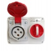 Presa CEE industriale interbloccato 3P + T 16A 400V 6H IP44 con interruttore AC 23A 10KA da incasso impermeabile rosso