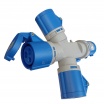 Multipresa industriale CEE 6H con spina 3 prese 2P + T 16A 230V IP44 impermeabile per esterno blu