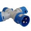 Multipresa industriale CEE 6H con spina 3 prese 2P + T 16A 230V IP44 impermeabile per esterno blu
