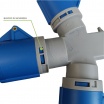 Multipresa industriale CEE 6H con spina 3 prese 2P + T 16A 230V IP44 impermeabile per esterno blu