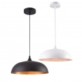 Lampadario a sospensione industriale a campana 45cm in metallo con attacco E27 vintage per salotto cucina bianco nero