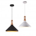 Lampadario a sospensione industriale a cono triangolo in metallo nero bianco con attacco E27 per cucina salotto
