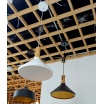 Lampadario a sospensione industriale a cono triangolo in metallo nero bianco con attacco E27 per cucina salotto