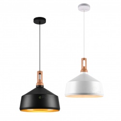 Lampadario a sospensione industriale a cupola campana nero bianco in metallo con attacco E27 per cucina salotto semplice