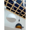 Lampadario a sospensione industriale a semi cerchio ampolla in metallo con attacco E27 nero bianco moderno per salotto cucina