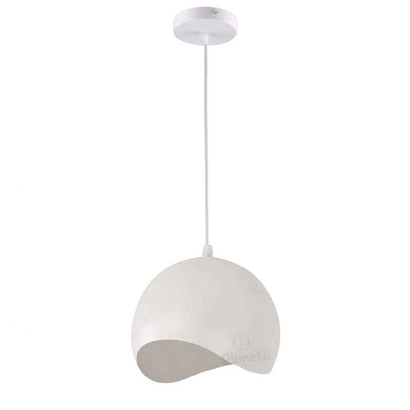 Lampadario a sospensione industriale a semi cerchio ampolla in metallo con attacco E27 nero bianco moderno per salotto cucina