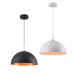 Lampadario stile industriale sospeso a campana in metallo con attacco E27 semplice per salotto cucina nero bianco