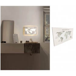Applique da parete led 13W mappa mondo geografica rettangolare bianco design moderno luce bianca naturale calda