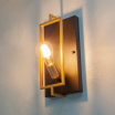 Applique da parete rettangolare nero oro per lampadina attacco E27 design vintage retrò