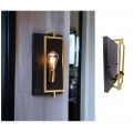 Applique da parete rettangolare nero oro per lampadina attacco E27 design vintage retrò
