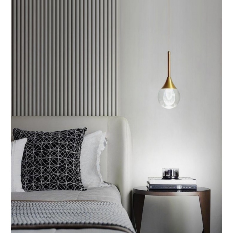 Lampadario applique a sospensione led goccia oro da comodino lampada per camera da letto luce bianca naturale calda
