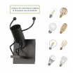 Applique da parete omino uomo salta alzato bianco nero attacco E27 lampada particolare moderno per camera cameretta bambini