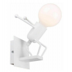 Applique da parete omino uomo salta alzato bianco nero attacco E27 lampada particolare moderno per camera cameretta bambini