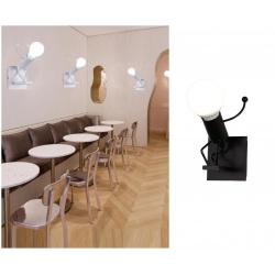 Applique da parete omino uomo salta alzato bianco nero attacco E27 lampada particolare moderno per camera cameretta bambini
